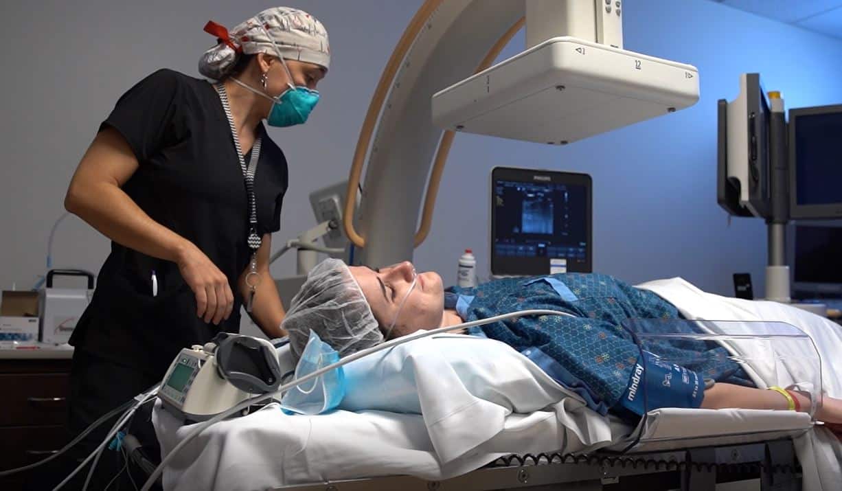 Interventional radiology procedure.